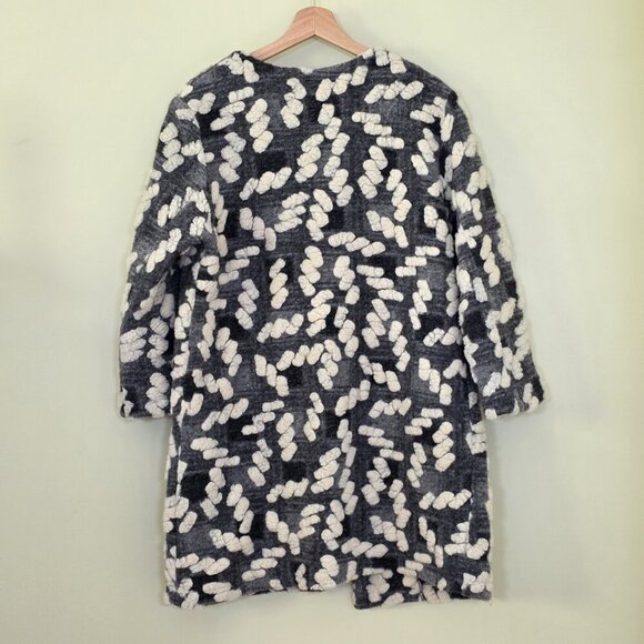BATIK  Cardigan Coatigan Womens L Gray Cream Geo Open Front 3/4 Sleeve Lagenlook - Picture 2 of 15